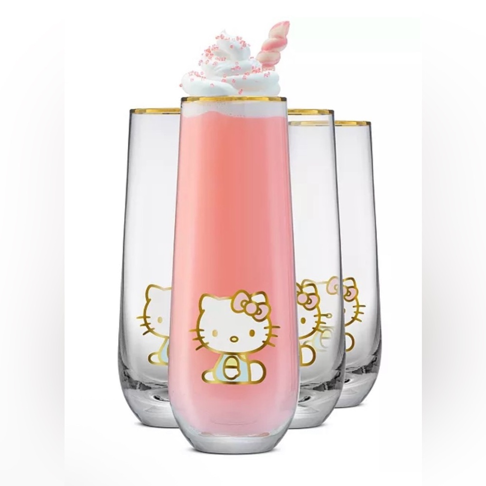 Hello Kitty Stay Gold Stemless Flutes, Set of 4